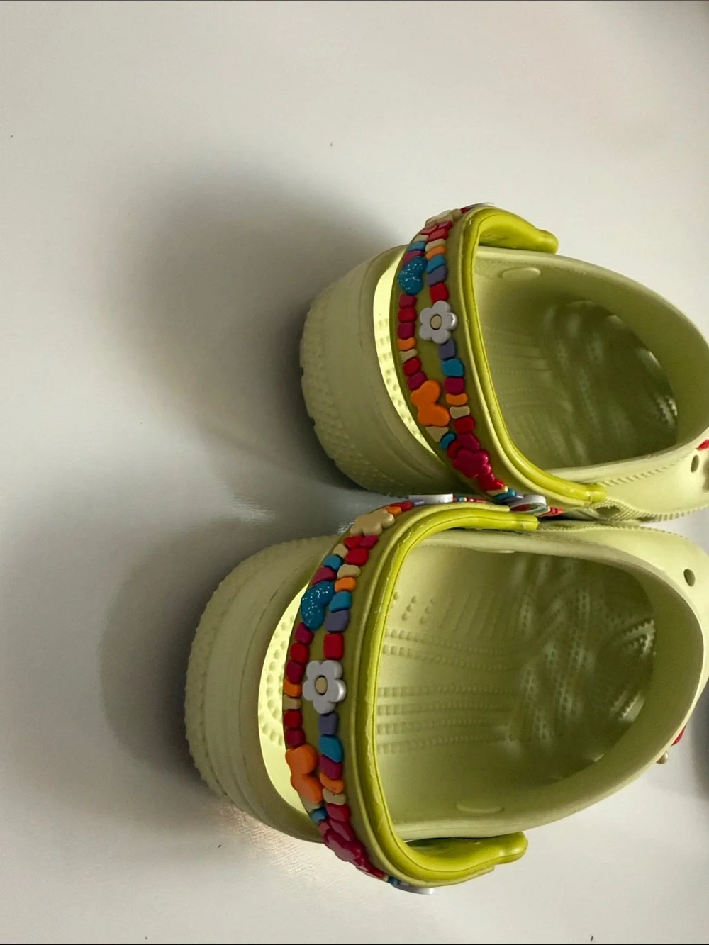 Kids Light Green Crocs with Decorative Charms